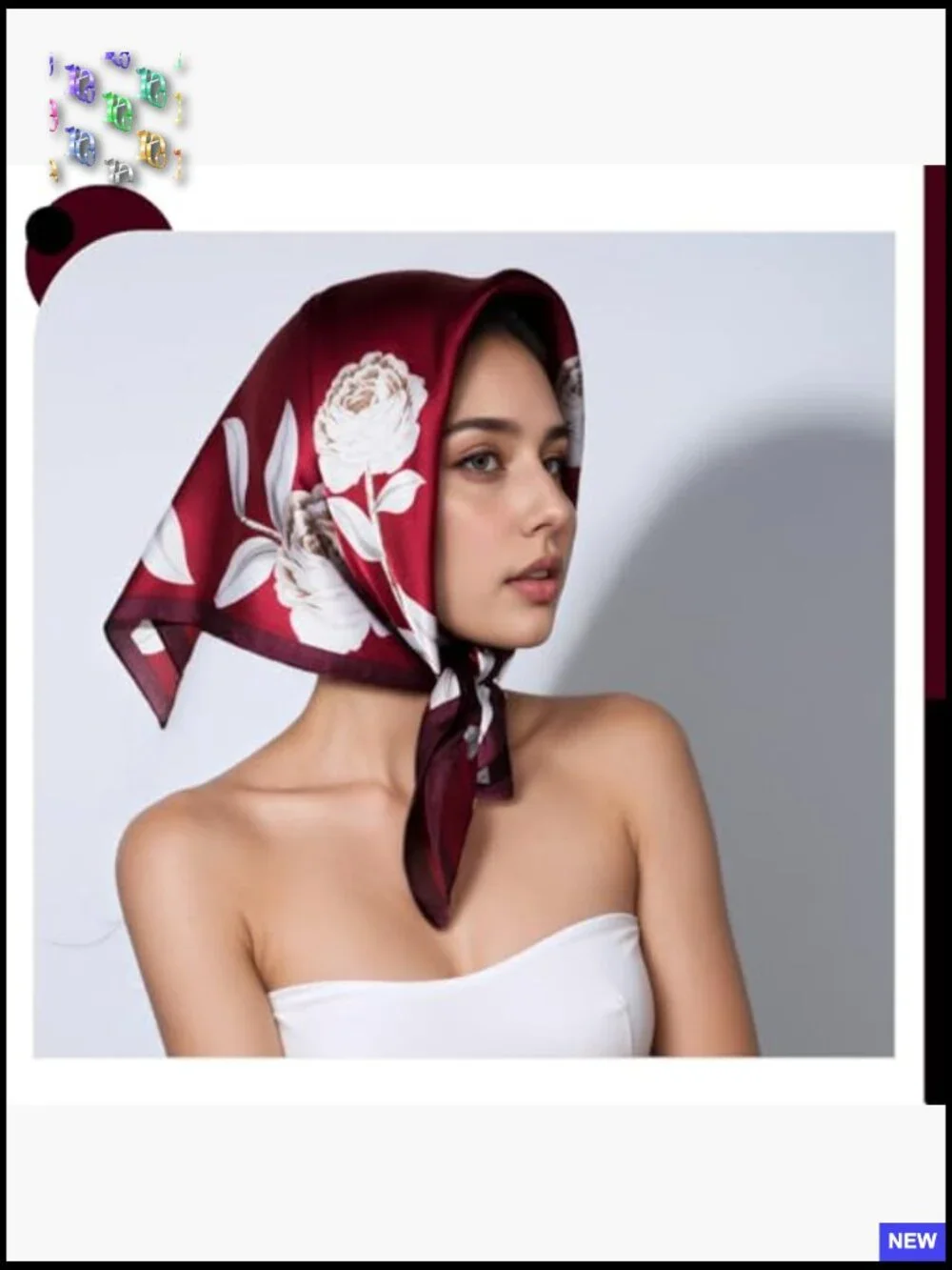 Printed Satin Silk-Like Square Head Scarf Hair Bandana Women Versatile Accessory